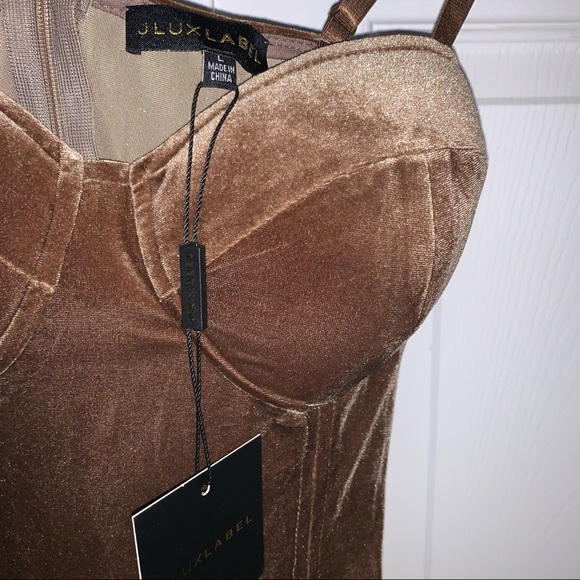 NWT JLUXLABEL Bronze Bustier Velvet Dress - Picture 7 of 10